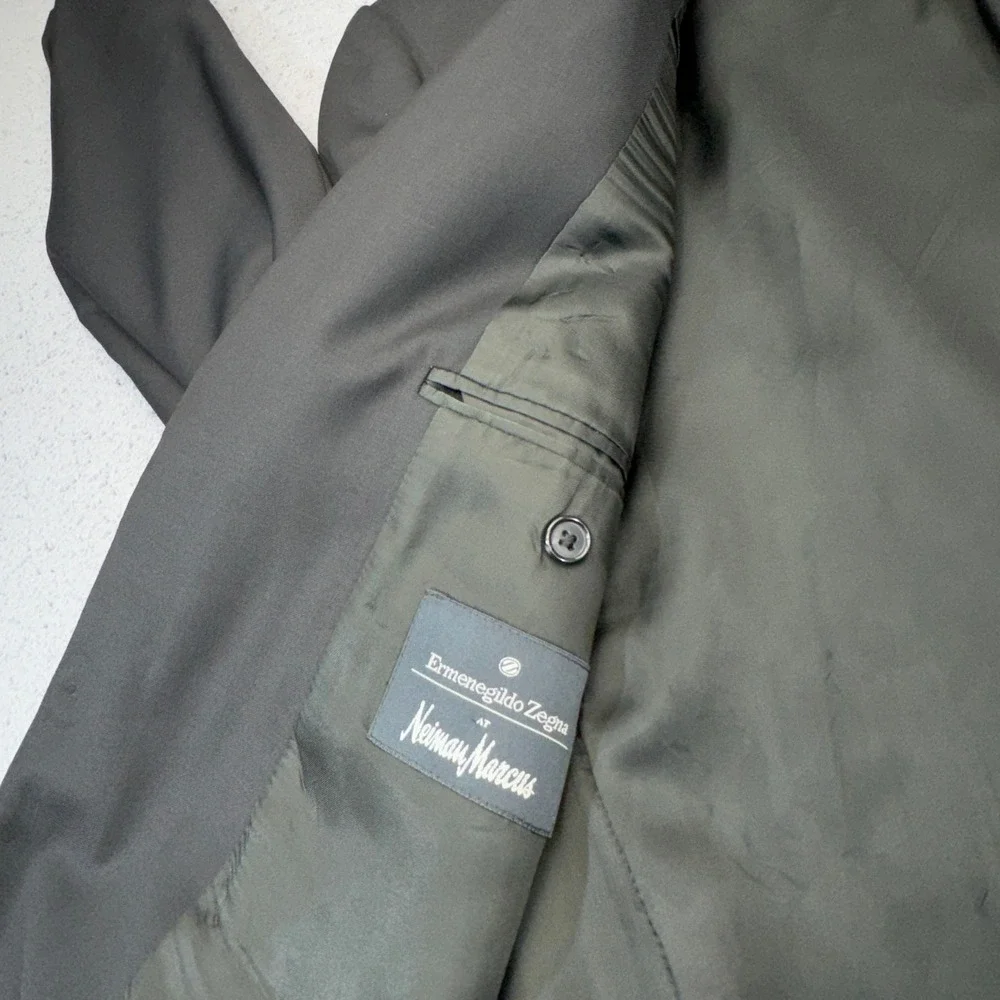 Ermenegildo Zegna Blazer Mens 44L Gray Italian Trofeo Wool 2 Button Sport Coat